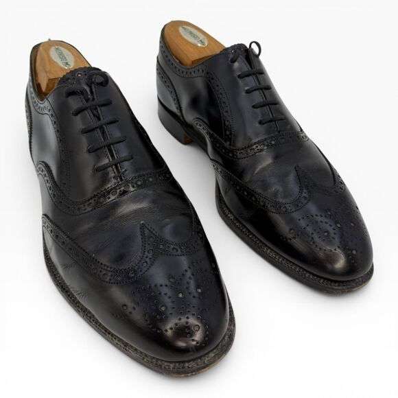 JONES BOOTMAKERS 1857 Taber Black Leather Made In England Wingtip Sz UK 9.5